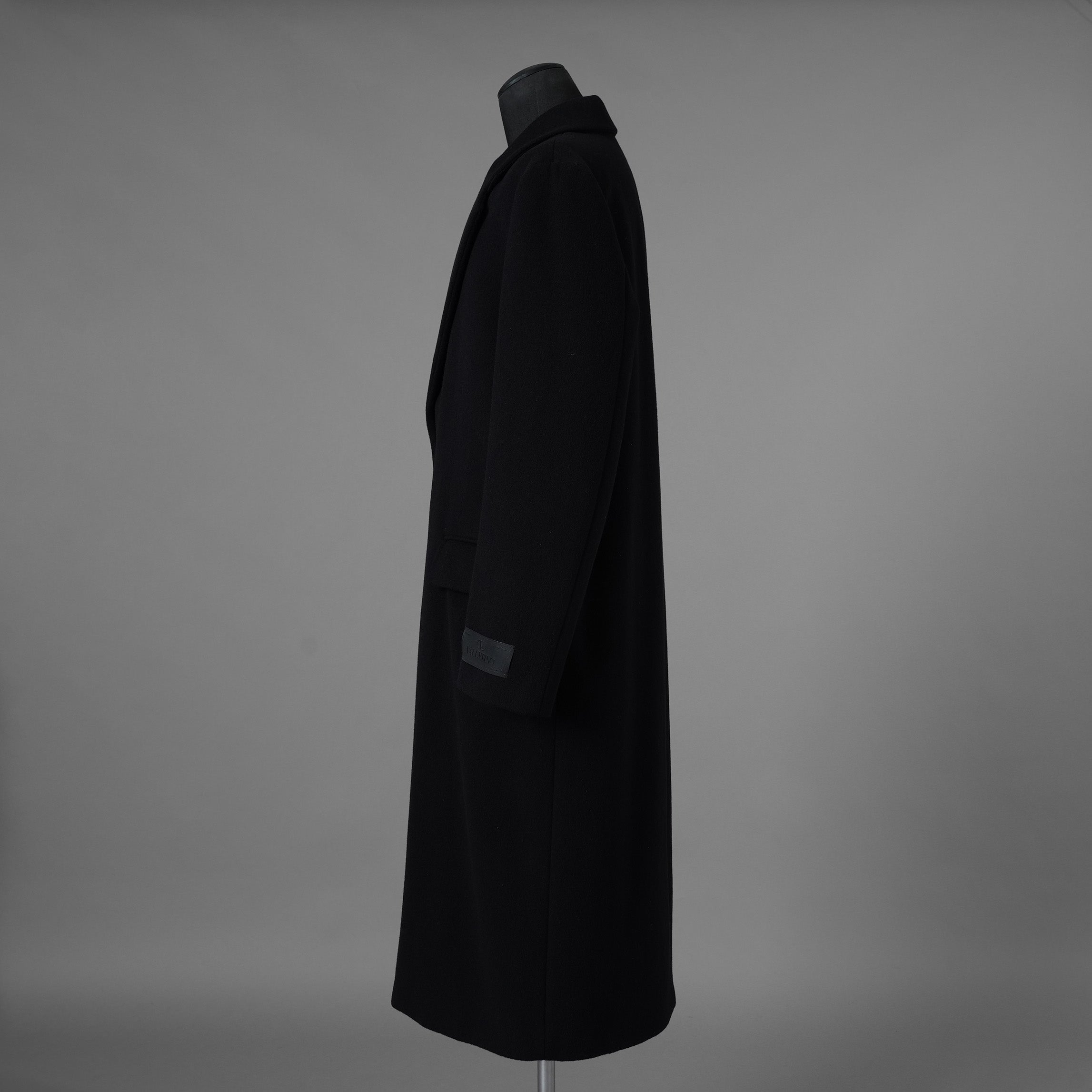 VALENTINO GARAVANI ヴァレンティノ ガラヴァーニ / 美品 23AW 袖ロゴ ウール ロング コート / 3V3CA4347TU / size 46 (BLACK) 352033-in-ue