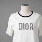 未使用 CHRISTIAN DIOR クリスチャンディオール / 20AW ビジュー レースロゴ 半袖Tシャツ / 1WBM13TEED01313 / size 12＋ (WHITE) レディース