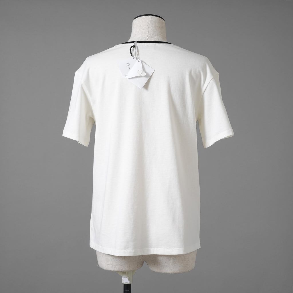 未使用 CHRISTIAN DIOR クリスチャンディオール / 20AW ビジュー レースロゴ 半袖Tシャツ / 1WBM13TEED01313 / size 12＋ (WHITE) レディース