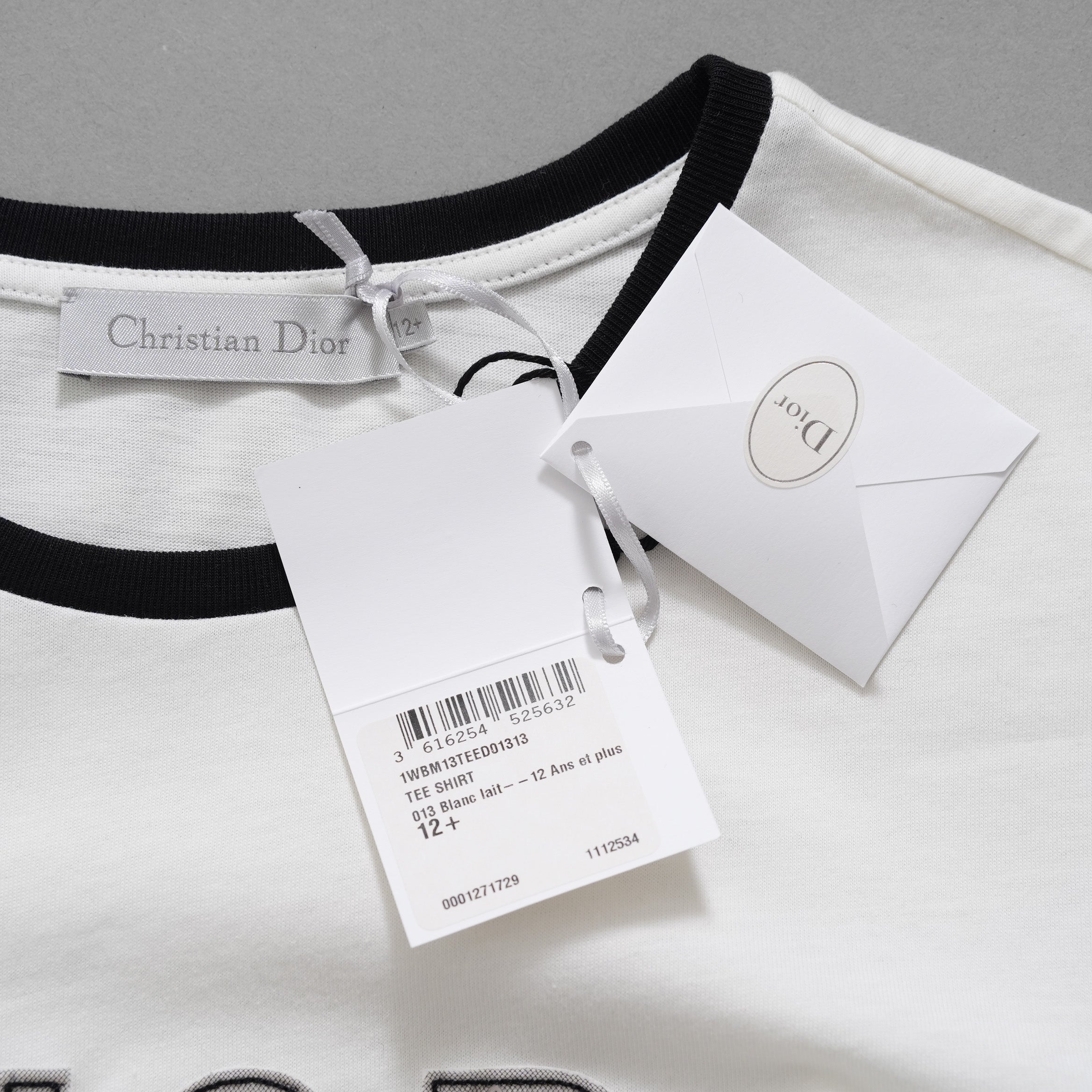 未使用 CHRISTIAN DIOR クリスチャンディオール / 20AW ビジュー レースロゴ 半袖Tシャツ / 1WBM13TEED01313 / size 12＋ (WHITE) レディース