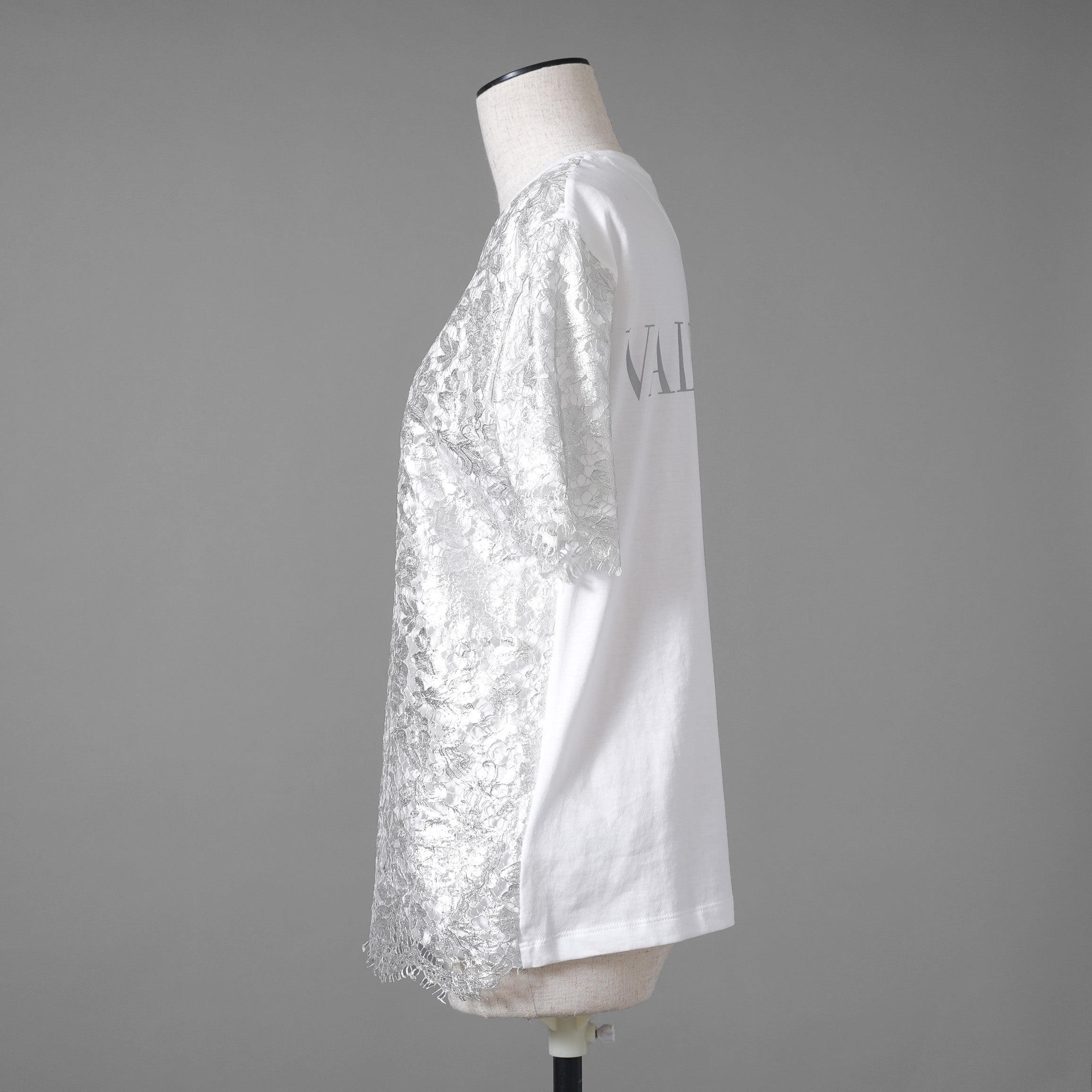 VALENTINO ヴァレンティノ / 美品 22SS フロントレース バックロゴTシャツ / 半袖Tシャツ / XB3MG1616WN / size S (WHITE) レディース