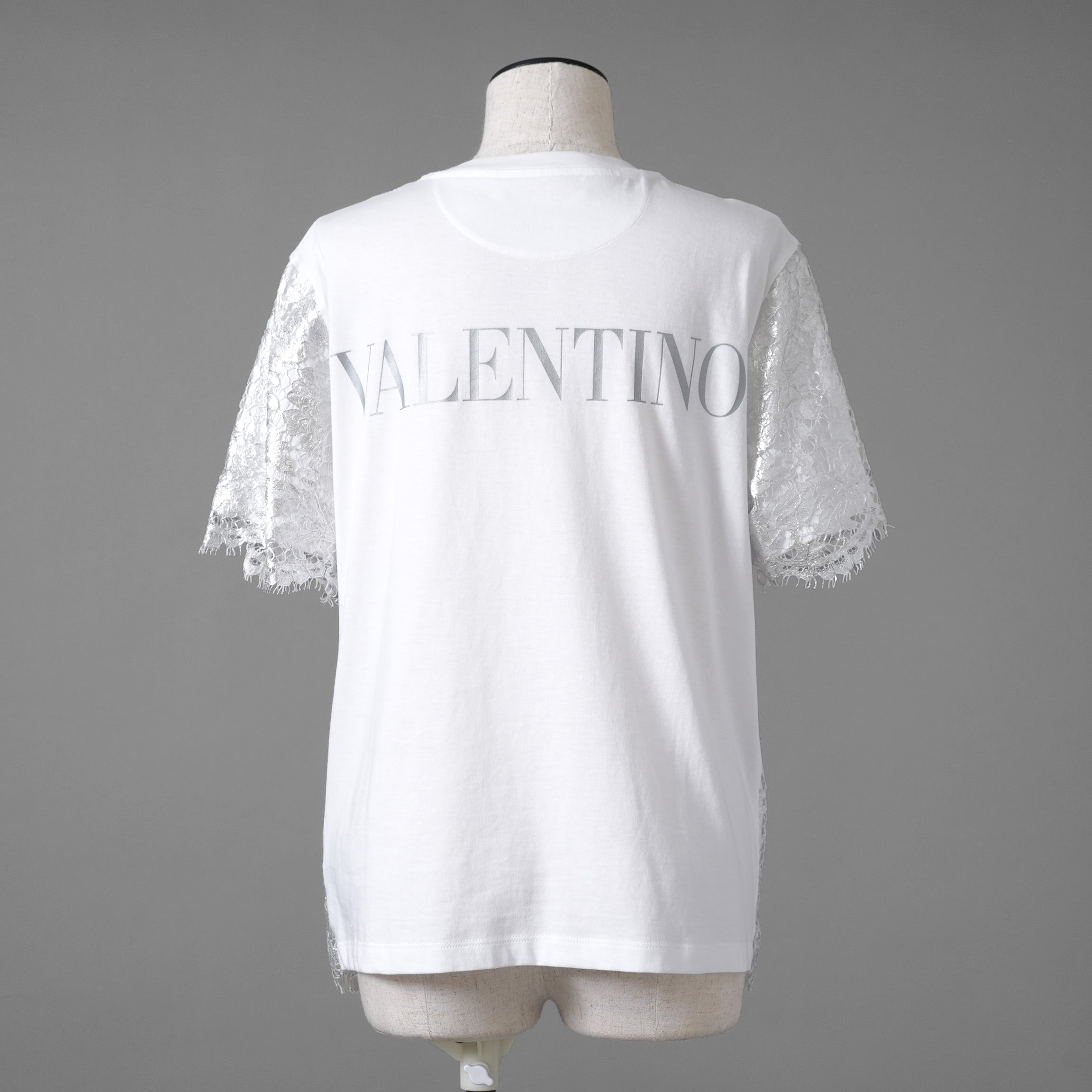 VALENTINO ヴァレンティノ / 美品 22SS フロントレース バックロゴTシャツ / 半袖Tシャツ / XB3MG1616WN / size S (WHITE) レディース