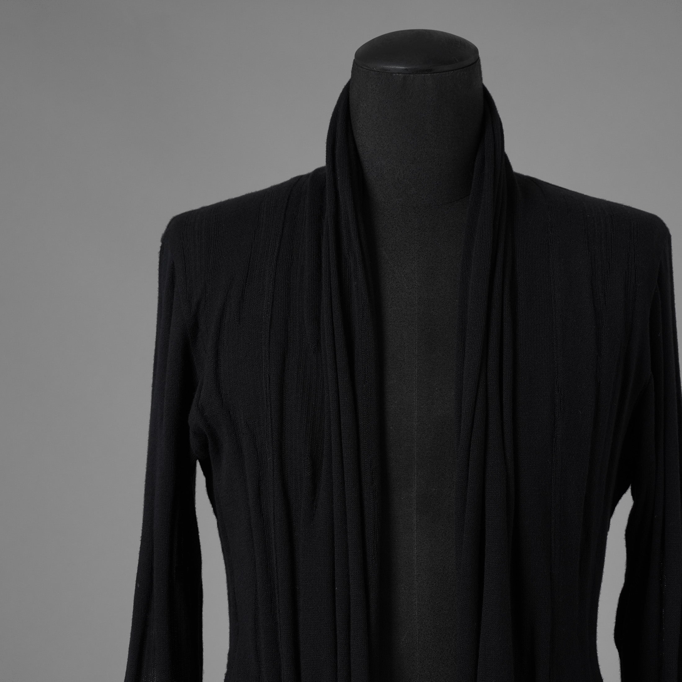 kiryuyrik キリュウキリュウ / 美品 18AW ストールロング カーディガン ニット / KI-HT13-057 / size S (BLACK)  123008-alm