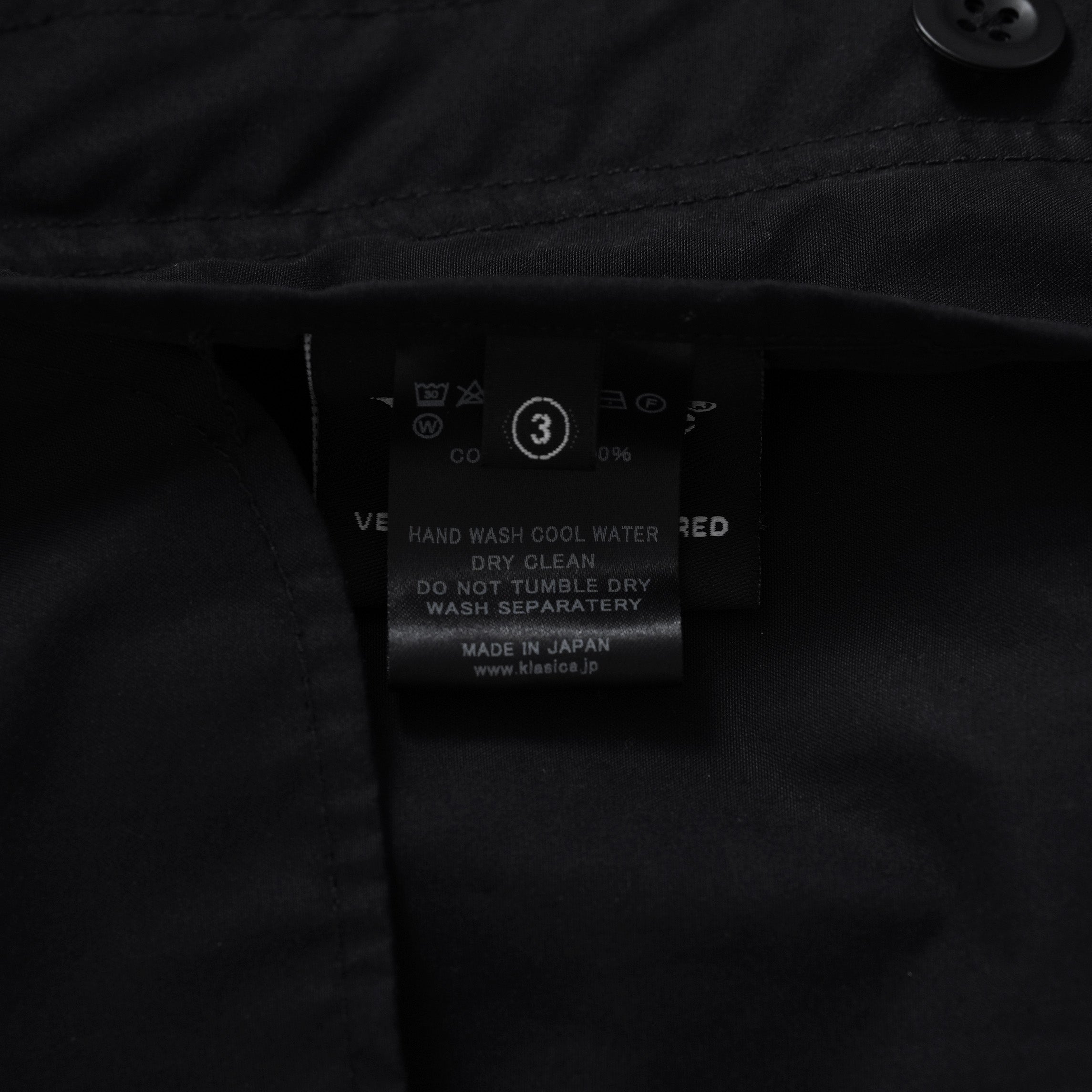 KLASICA クラシカ / 美品 20SS WATER FALL MODS COAT Ventile UK L24 モッズコート アウター / size 3 (BLACK) 352039-in-ue