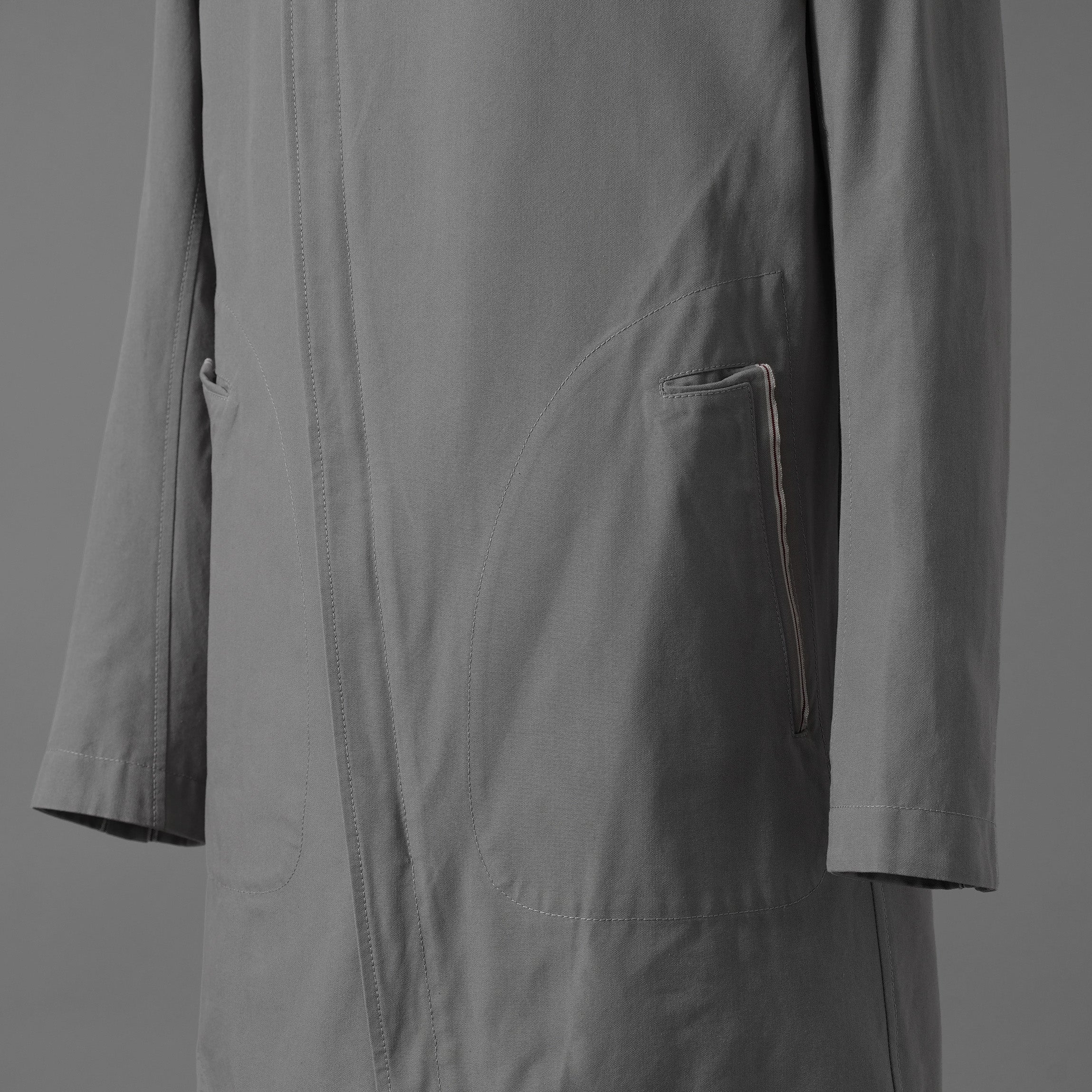 Carol Christian Poell キャロルクリスチャンポエル / 2019 OM/2564SE CON-EDGE/6 - SELF-EDGE TAILORED CROSSFRONT -CROTCHED FISHTAIL PARKA ロングコート / size 48 (GRAY)