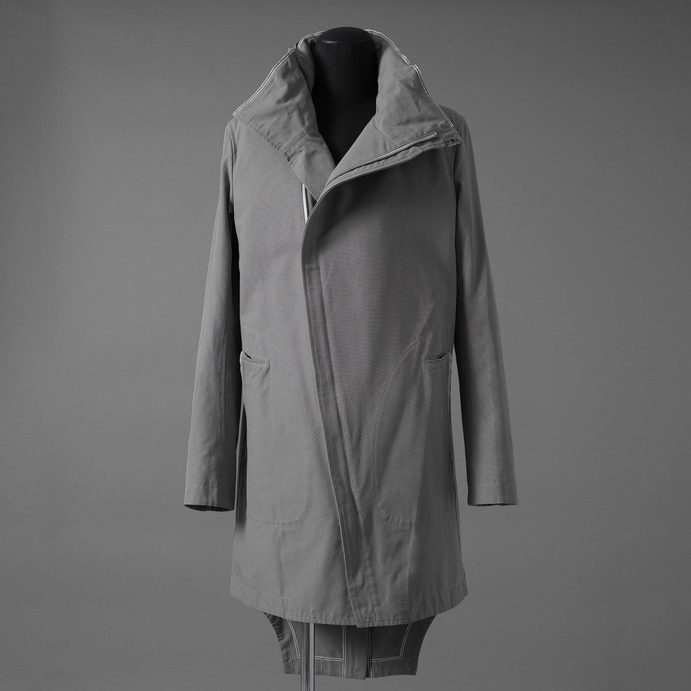 Carol Christian Poell キャロルクリスチャンポエル / 2019 OM/2564SE CON-EDGE/6 - SELF-EDGE TAILORED CROSSFRONT -CROTCHED FISHTAIL PARKA ロングコート / size 48 (GRAY)