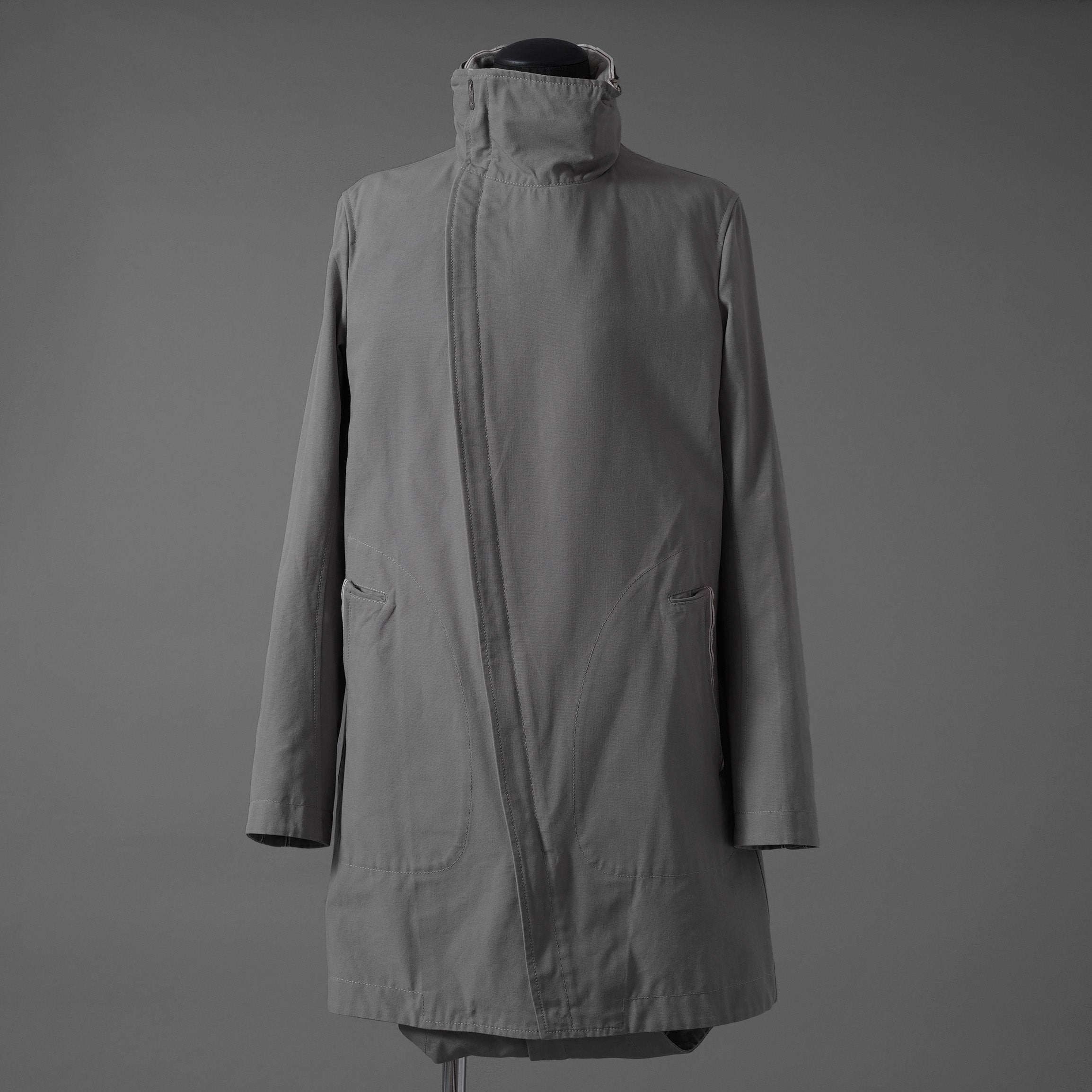 Carol Christian Poell キャロルクリスチャンポエル / 2019 OM/2564SE CON-EDGE/6 - SELF-EDGE TAILORED CROSSFRONT -CROTCHED FISHTAIL PARKA ロングコート / size 48 (GRAY)