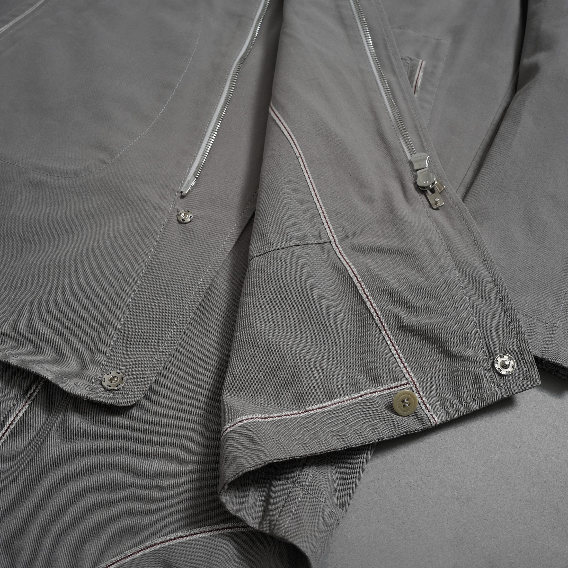 Carol Christian Poell キャロルクリスチャンポエル / 2019 OM/2564SE CON-EDGE/6 - SELF-EDGE TAILORED CROSSFRONT -CROTCHED FISHTAIL PARKA ロングコート / size 48 (GRAY)