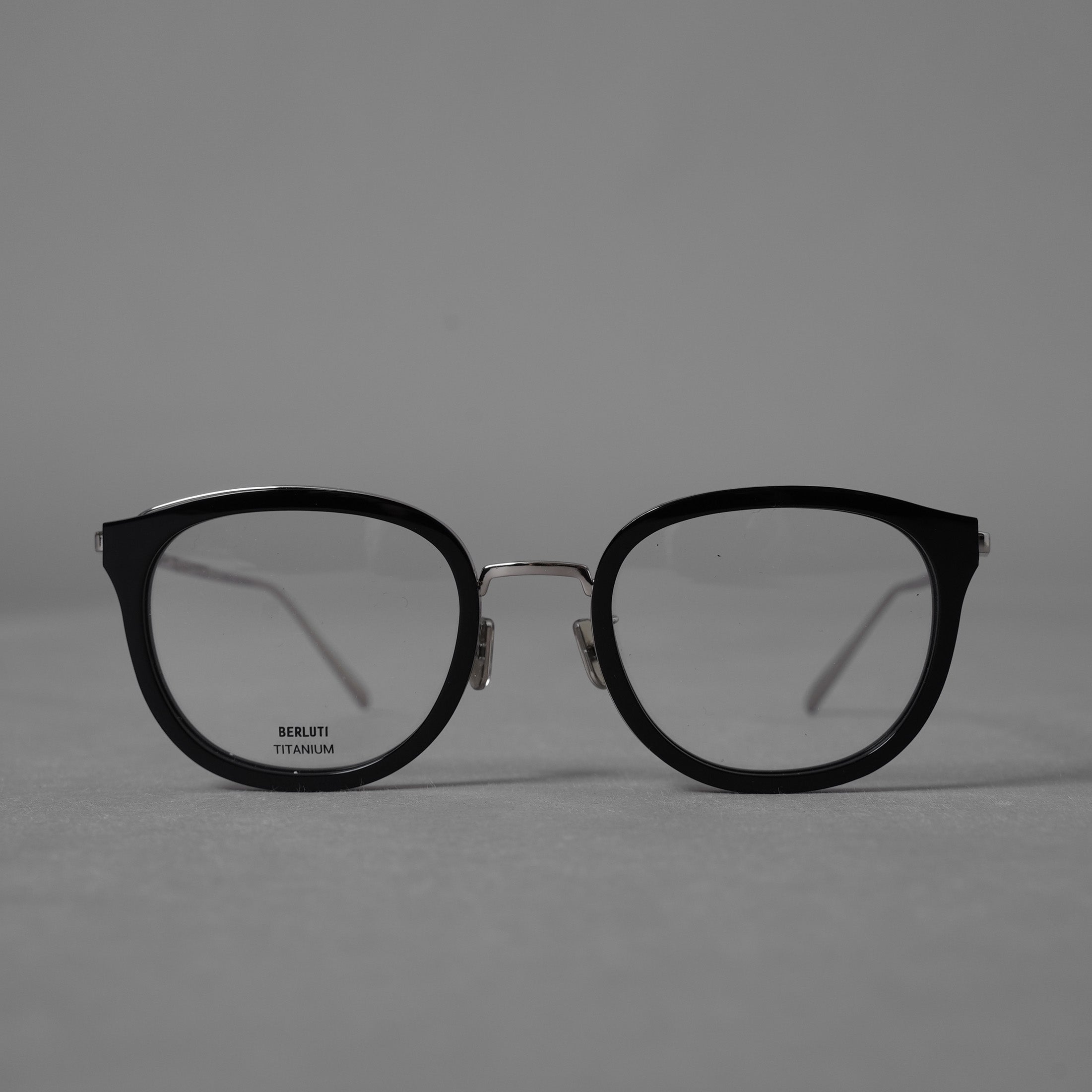 BERLUTI ベルルッティ / 美品 20SS TITANIUM オプティカル フレーム ウェリントン コンビネーションメガネ アクセサリー / BL50008U / BLACK 352036-izm
