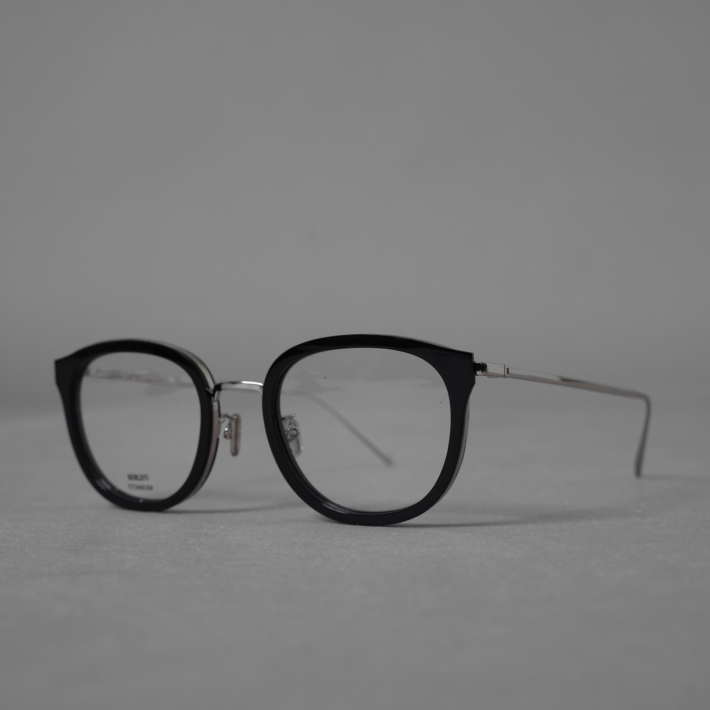 BERLUTI ベルルッティ / 美品 20SS TITANIUM オプティカル フレーム ウェリントン コンビネーションメガネ アクセサリー / BL50008U / BLACK 352036-izm
