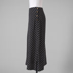 CELINE セリーヌ / 美品 20SS トリオンフボタン シルク ポルカドット柄  ロングスカート サイドスリット / 2J331966H / size 36 (BLACK) レディース