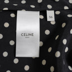 CELINE セリーヌ / 美品 20SS トリオンフボタン シルク ポルカドット柄  ロングスカート サイドスリット / 2J331966H / size 36 (BLACK) レディース