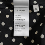 CELINE セリーヌ / 美品 20SS トリオンフボタン シルク ポルカドット柄  ロングスカート サイドスリット / 2J331966H / size 36 (BLACK) レディース