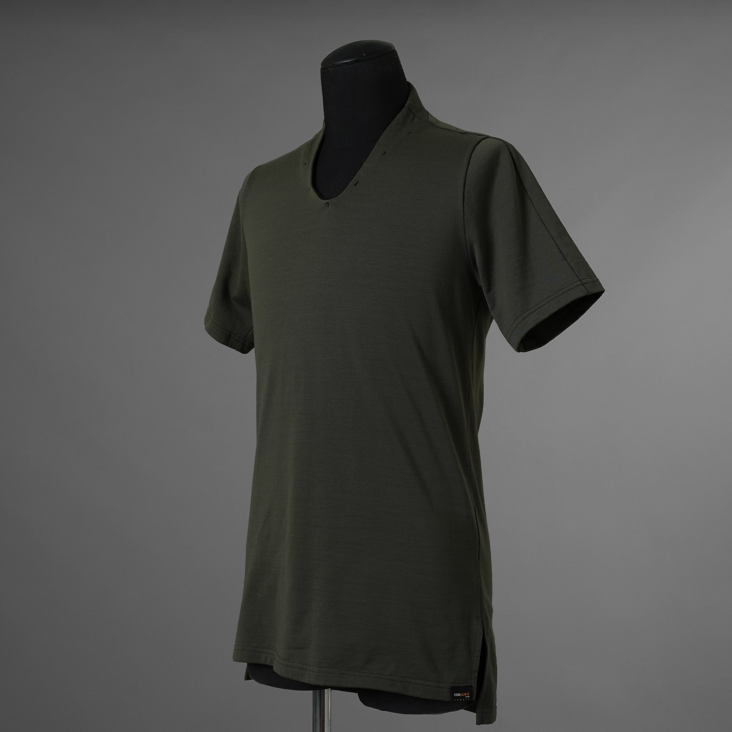 N/07 エヌゼロナナ / 美品 18AW Neck Follow Jersey Tops CORDURA® Fabric 半袖Tシャツ / size 46 (KHAKI) 352037-ymu