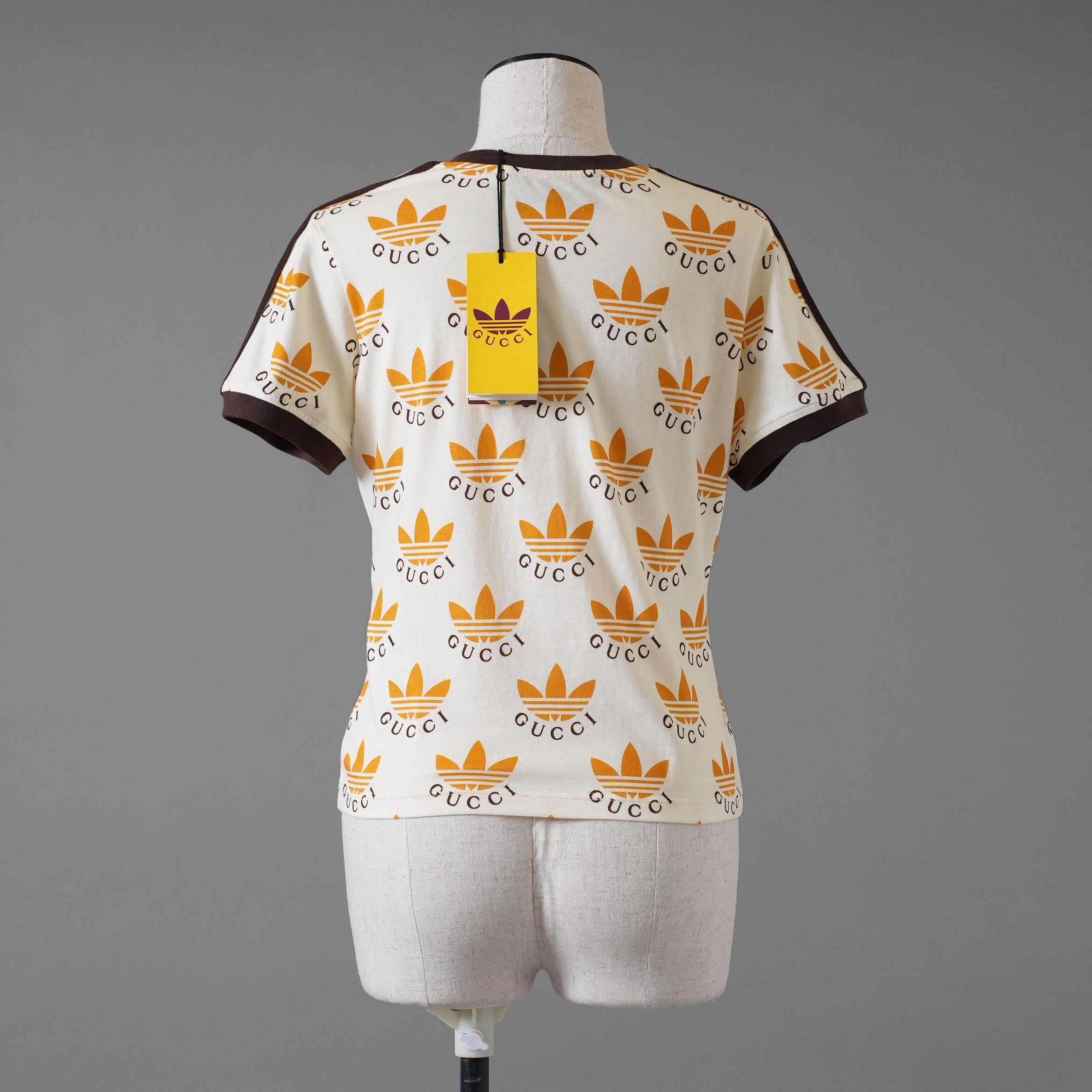 未使用 GUCCI x adidas / 22SS トレフォイルプリント 半袖Tシャツ/ 693539 / size XS (IVORY)