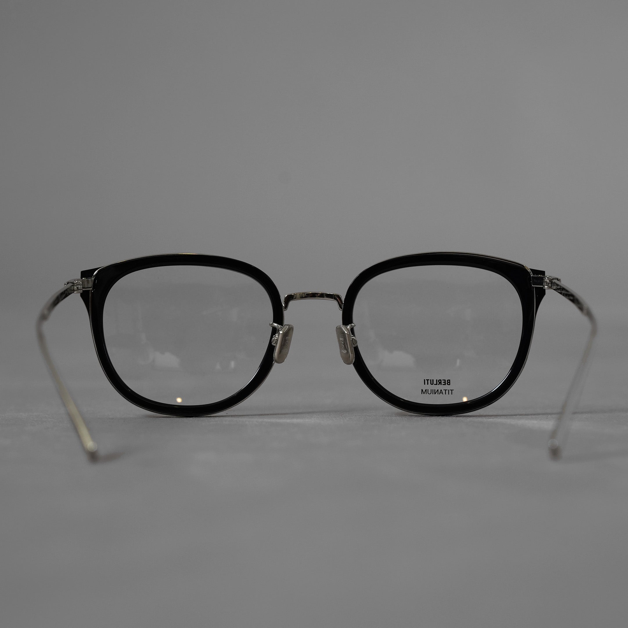 BERLUTI ベルルッティ / 美品 20SS TITANIUM オプティカル フレーム ウェリントン コンビネーションメガネ アクセサリー / BL50008U / BLACK 352036-izm