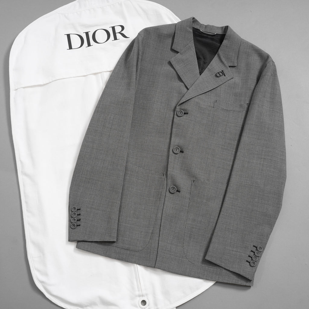 DIOR ディオール / 美品 22AW プリンセス オブ ウェールズ ジャケット / CDブローチ付 / 113C278A5726 / size 46 (GRAY)