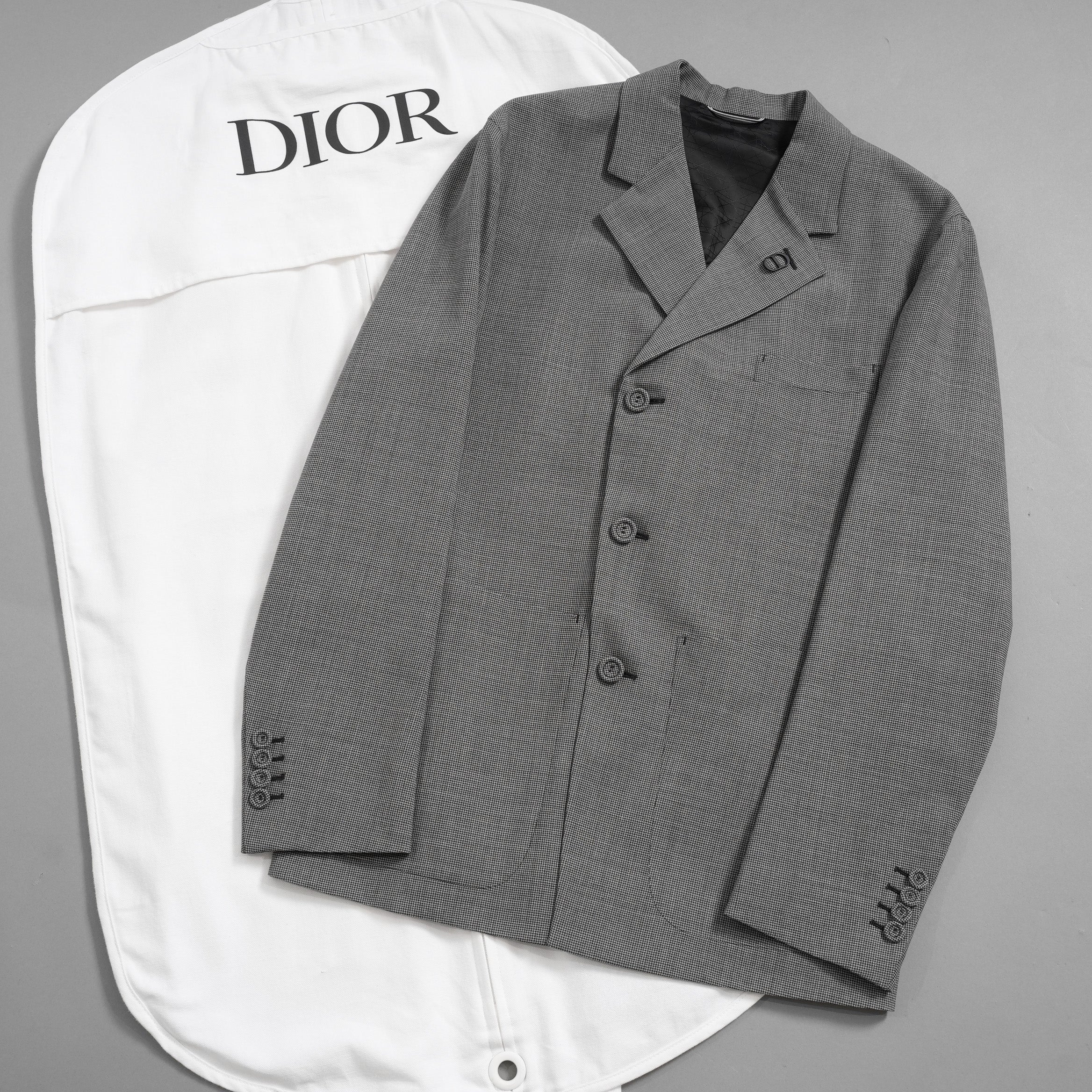 DIOR ディオール / 美品 22AW プリンセス オブ ウェールズ ジャケット / CDブローチ付 / 113C278A5726 / size 46 (GRAY)