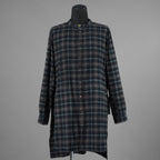 daska ダスカ / 美品 19AW  "JOHAN" plaid shirt sumi dyed flannel ロングシャツ アトリエシャツ 長袖シャツ / size 2 NAVY 352042-ymu