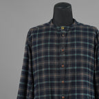 daska ダスカ / 美品 19AW  "JOHAN" plaid shirt sumi dyed flannel ロングシャツ アトリエシャツ 長袖シャツ / size 2 NAVY 352042-ymu