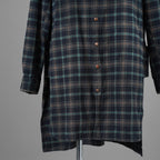 daska ダスカ / 美品 19AW  "JOHAN" plaid shirt sumi dyed flannel ロングシャツ アトリエシャツ 長袖シャツ / size 2 NAVY 352042-ymu