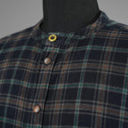 daska ダスカ / 美品 19AW  "JOHAN" plaid shirt sumi dyed flannel ロングシャツ アトリエシャツ 長袖シャツ / size 2 NAVY 352042-ymu