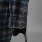 daska ダスカ / 美品 19AW  "JOHAN" plaid shirt sumi dyed flannel ロングシャツ アトリエシャツ 長袖シャツ / size 2 NAVY 352042-ymu