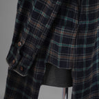 daska ダスカ / 美品 19AW  "JOHAN" plaid shirt sumi dyed flannel ロングシャツ アトリエシャツ 長袖シャツ / size 2 NAVY 352042-ymu