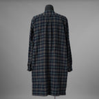 daska ダスカ / 美品 19AW  "JOHAN" plaid shirt sumi dyed flannel ロングシャツ アトリエシャツ 長袖シャツ / size 2 NAVY 352042-ymu