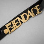 FENDACE フェンダーチェ FENDI x VERSACE コラボ  / 2022年 ロゴ レザー ベルト / 1006694-1A04584_1B00F (BLACK)