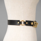FENDACE フェンダーチェ FENDI x VERSACE コラボ  / 2022年 ロゴ レザー ベルト / 1006694-1A04584_1B00F (BLACK)