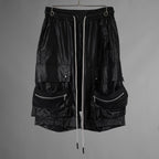 A.F ARTEFACT エーエフアーティファクト / 美品 25SS AIRY CRINKLE NYLON ZIP CARGO SHORTS エアリー クリンクル ナイロン ジップ カーゴ ショーツ パンツ / ag-13053-1 / size 2 (BLACK) 352047-uen