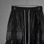 A.F ARTEFACT エーエフアーティファクト / 美品 25SS AIRY CRINKLE NYLON ZIP CARGO SHORTS エアリー クリンクル ナイロン ジップ カーゴ ショーツ パンツ / ag-13053-1 / size 2 (BLACK) 352047-uen