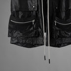 A.F ARTEFACT エーエフアーティファクト / 美品 25SS AIRY CRINKLE NYLON ZIP CARGO SHORTS エアリー クリンクル ナイロン ジップ カーゴ ショーツ パンツ / ag-13053-1 / size 2 (BLACK) 352047-uen