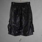 A.F ARTEFACT エーエフアーティファクト / 美品 25SS AIRY CRINKLE NYLON ZIP CARGO SHORTS エアリー クリンクル ナイロン ジップ カーゴ ショーツ パンツ / ag-13053-1 / size 2 (BLACK) 352047-uen