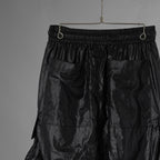 A.F ARTEFACT エーエフアーティファクト / 美品 25SS AIRY CRINKLE NYLON ZIP CARGO SHORTS エアリー クリンクル ナイロン ジップ カーゴ ショーツ パンツ / ag-13053-1 / size 2 (BLACK) 352047-uen