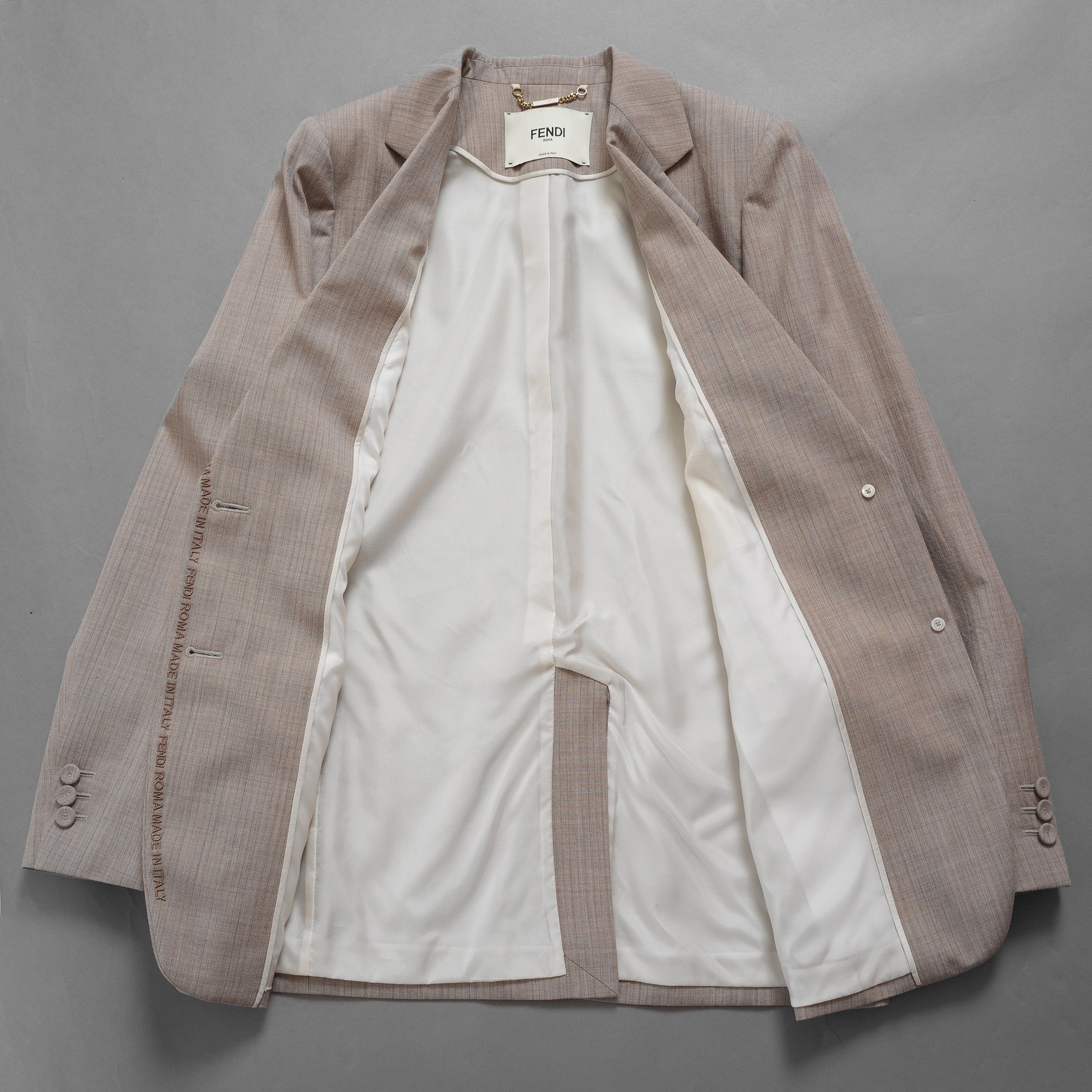 FENDI フェンディ / 美品 23AW ベージュ フランネルブレザー ジャケット パンツ セットアップ / FJ7450 AM3P / FR6511 AM3P / size 40 (BEIGE) レディース 352045-izm