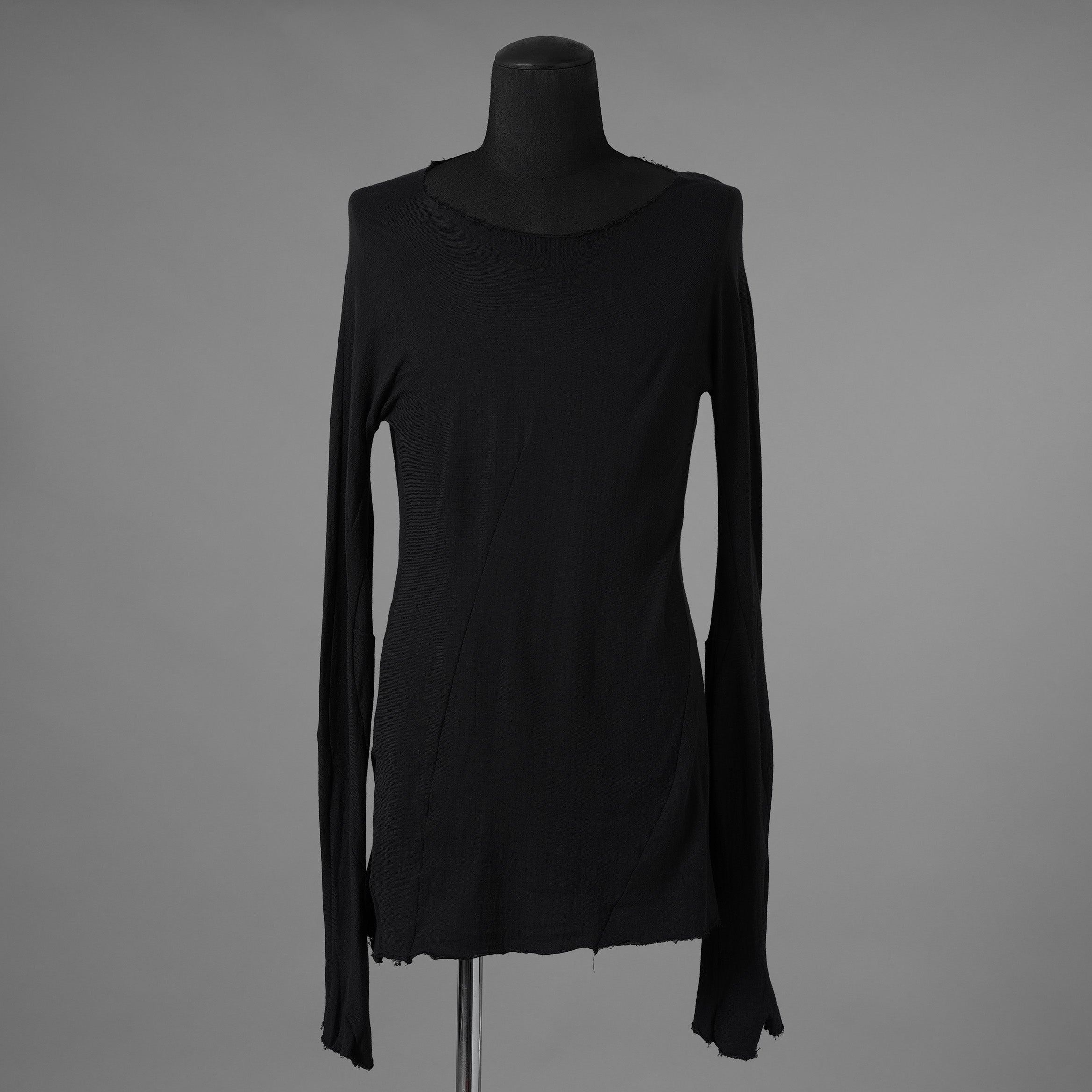 Leon Emanuel Blanck レオンエマニュエルブランク / 20AW Distortion Fitted Long Sleeve / Cotton Cashmere Knit / コットンカシミア 長袖 ニット / DIS-LT-03 / size 48 (BLACK) 352052-uen