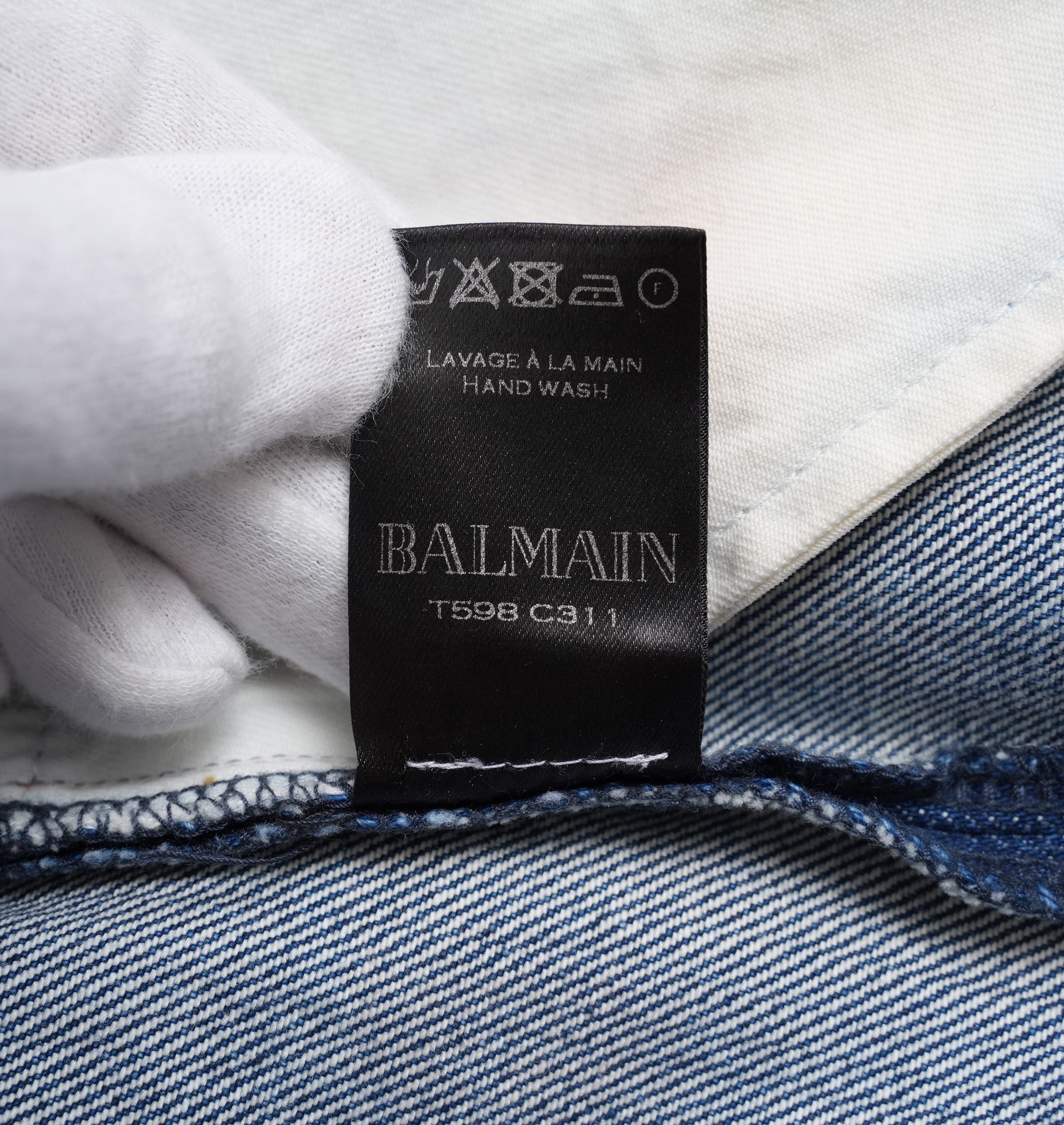 BALMAIN HOMME バルマン / 加工 バナナデニム パンツ / T598 C311 / size 29 (INDIGO)
