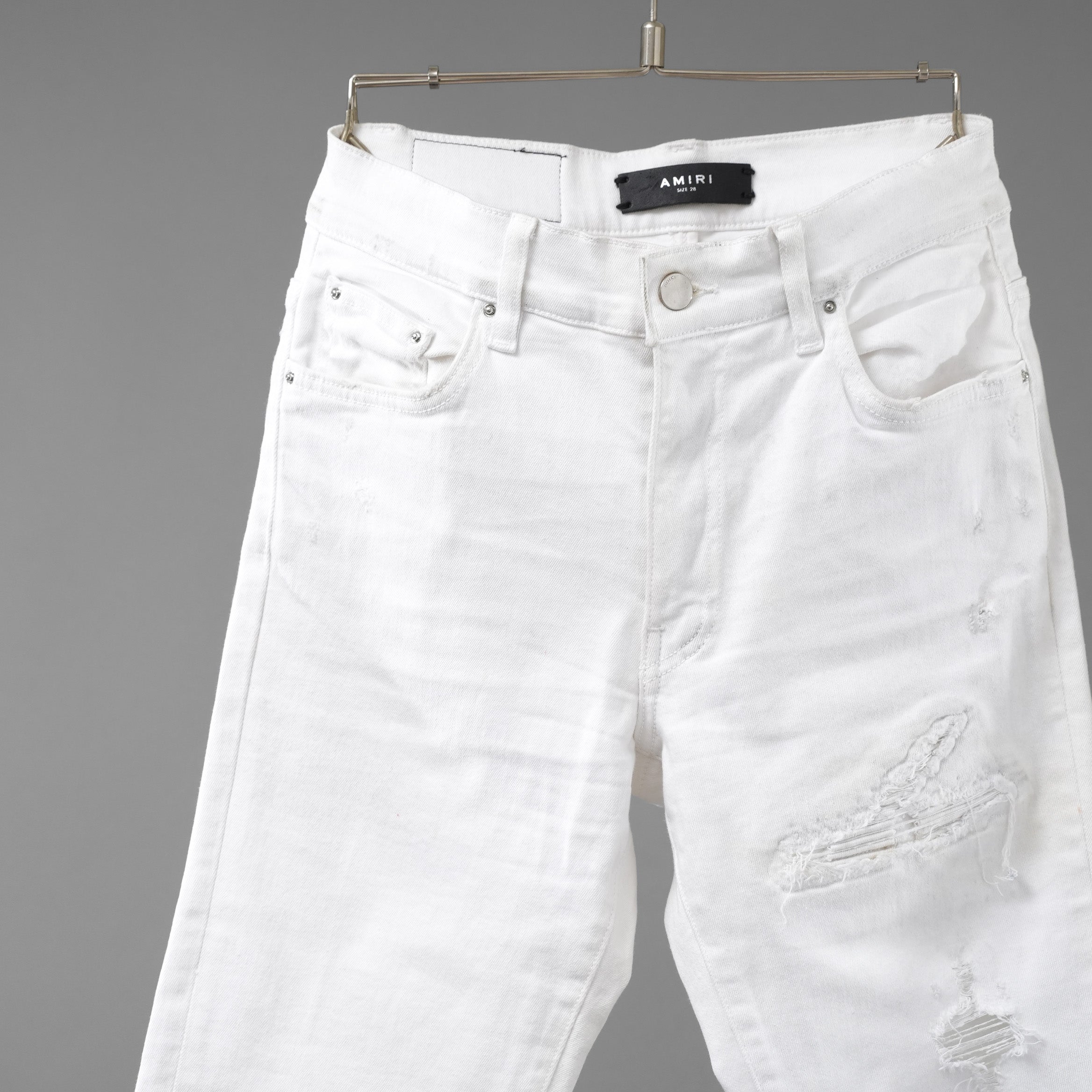 AMIRI アミリ / MX1 クラッシュ加工 スキニー パンツ / size 28 (WHITE)