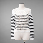 VALENTINO ヴァレンティノ / 21SS レースパネル ストライプ セーター  / WB3KC24I6HR_0AN / size M (WHITE×BLACK) レディース