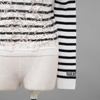 VALENTINO ヴァレンティノ / 21SS レースパネル ストライプ セーター  / WB3KC24I6HR_0AN / size M (WHITE×BLACK) レディース