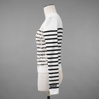 VALENTINO ヴァレンティノ / 21SS レースパネル ストライプ セーター  / WB3KC24I6HR_0AN / size M (WHITE×BLACK) レディース