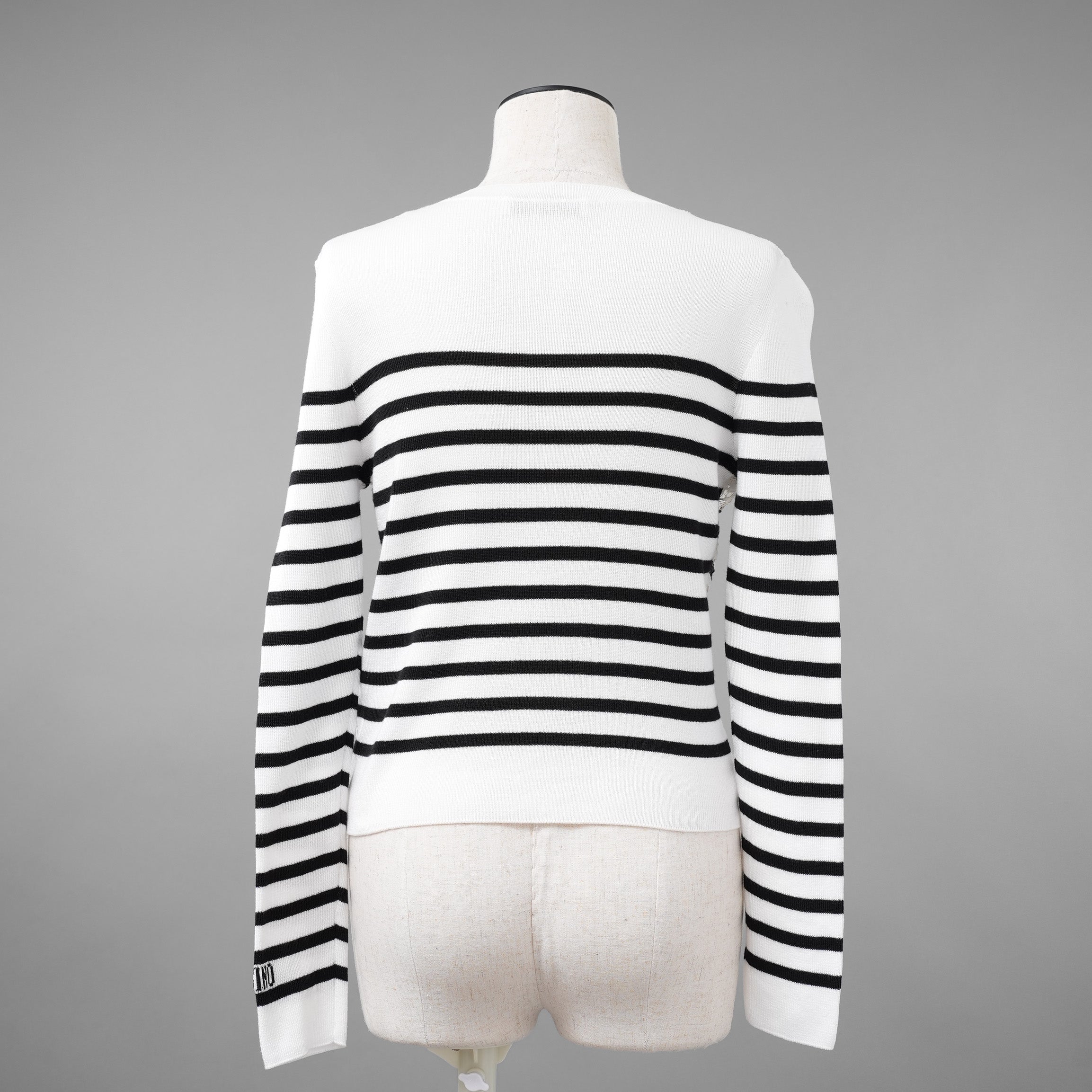 VALENTINO ヴァレンティノ / 21SS レースパネル ストライプ セーター  / WB3KC24I6HR_0AN / size M (WHITE×BLACK) レディース