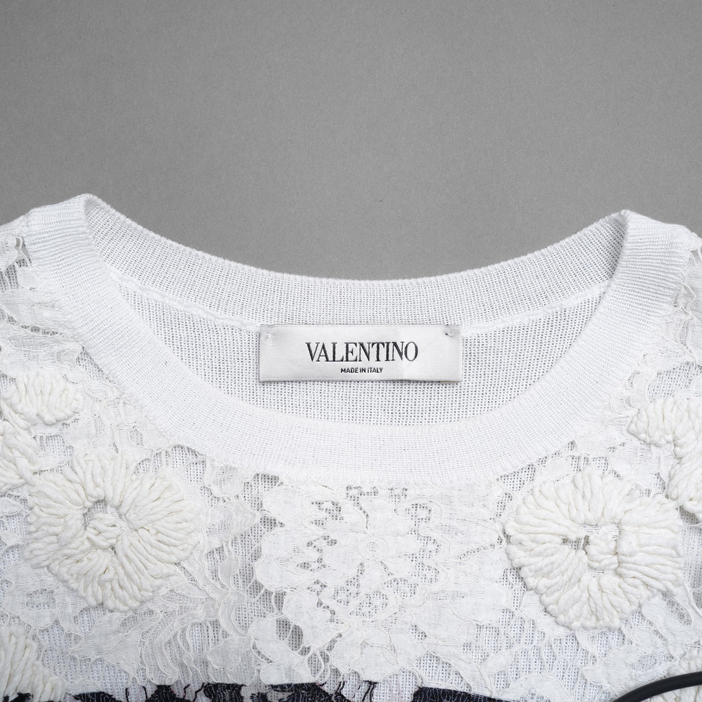 VALENTINO ヴァレンティノ / 21SS レースパネル ストライプ セーター  / WB3KC24I6HR_0AN / size M (WHITE×BLACK) レディース