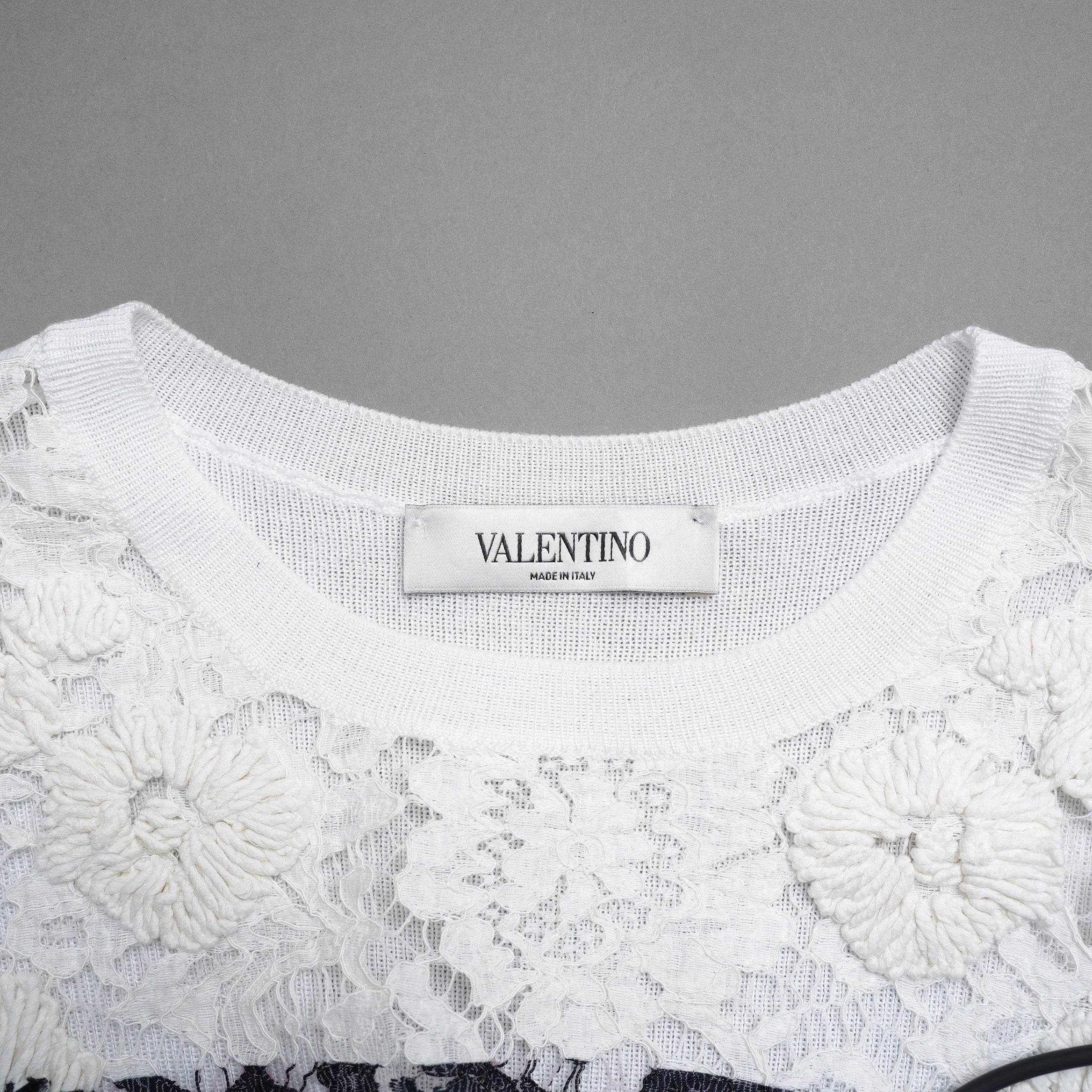 VALENTINO ヴァレンティノ / 21SS レースパネル ストライプ セーター  / WB3KC24I6HR_0AN / size M (WHITE×BLACK) レディース
