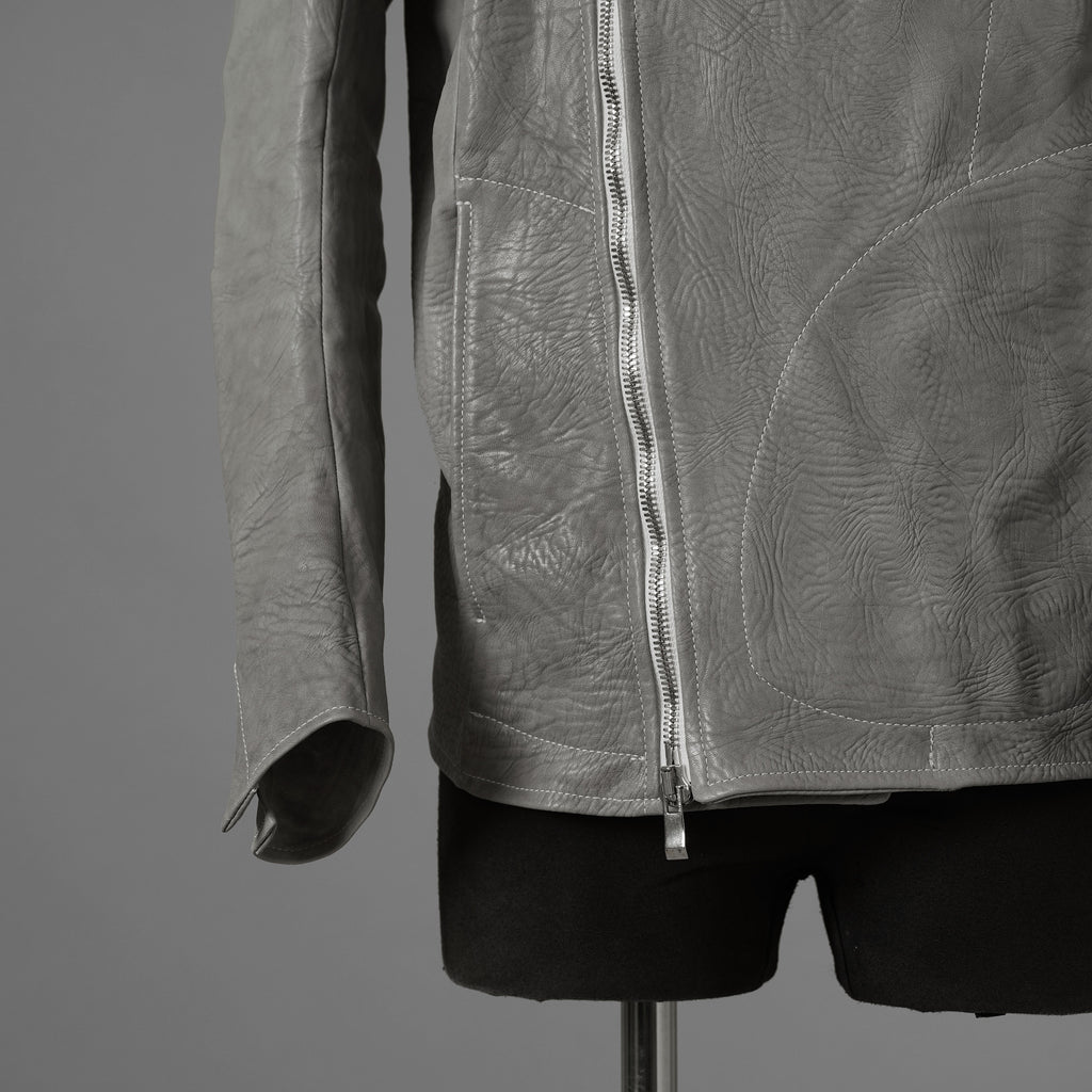 新品 希少 incarnation インカネーション / 24AW HORSE WHITE RG LEATHER W BREAST MOTO UNLINED PMT-5 / ホース レザー 白鞣し ライダース ジャケット/ size M B82(GRAY) 123012-alm