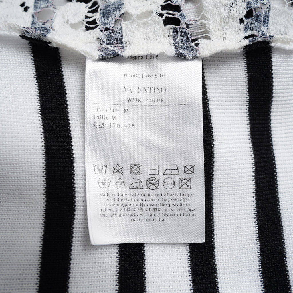 VALENTINO ヴァレンティノ / 21SS レースパネル ストライプ セーター  / WB3KC24I6HR_0AN / size M (WHITE×BLACK) レディース