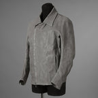 新品 希少 incarnation インカネーション / 24AW HORSE WHITE RG LEATHER W BREAST MOTO UNLINED PMT-5 / ホース レザー 白鞣し ライダース ジャケット/ size M B82(GRAY) 123012-alm