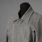新品 希少 incarnation インカネーション / 24AW HORSE WHITE RG LEATHER W BREAST MOTO UNLINED PMT-5 / ホース レザー 白鞣し ライダース ジャケット/ size M B82(GRAY) 123012-alm